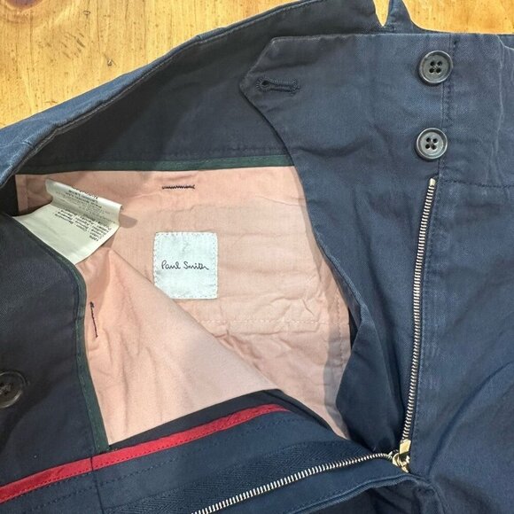 Paul Smith Navy Blue Trousers Women’s 100% Cotton Sz 38 Loose Fit Made In Italy - Picture 3 of 6